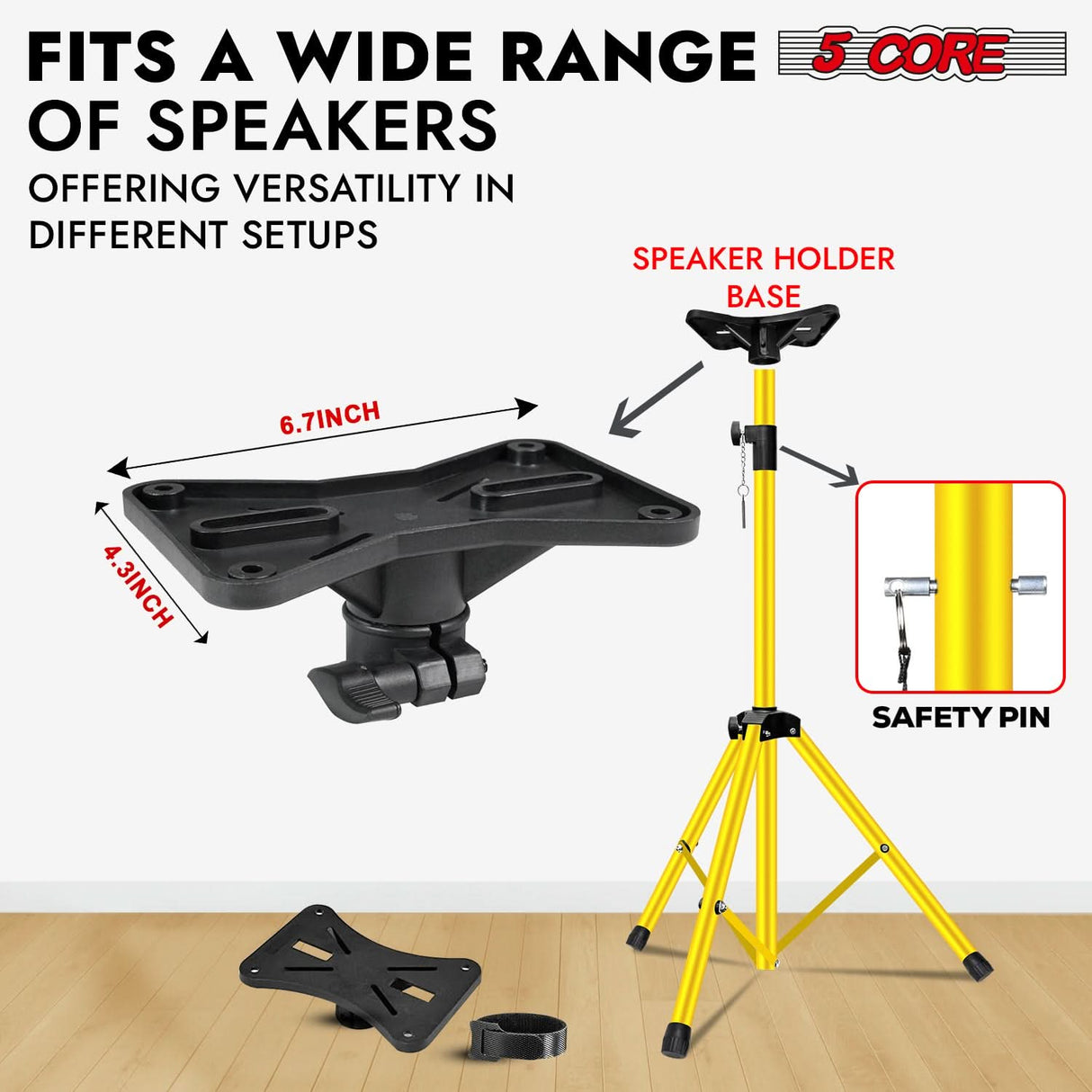 Durable tripod base in yellow for stability and style