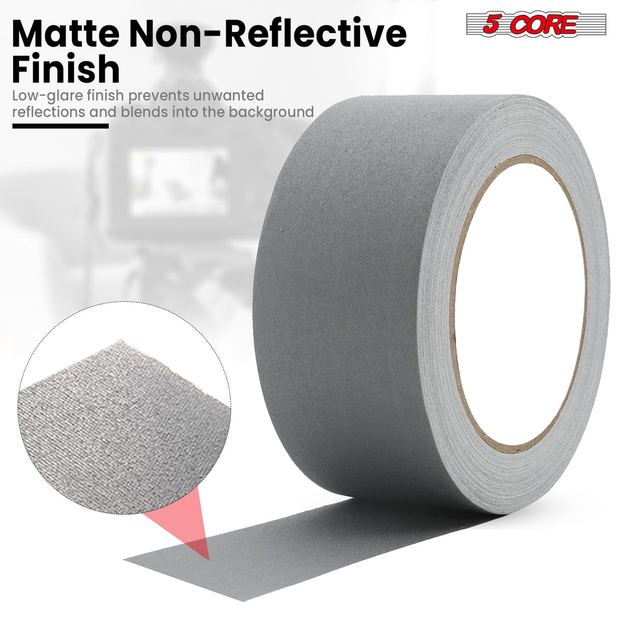 5 Core Gaffers Tape 2 Inch 30 Yards Professional Grey Pro Gaff Tape Non Reflective Water Resistant