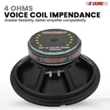 5 Core 10" Subwoofer Pair 300W Car Woofer 4 Ohm Replacement Deep Bass Sub Loud Speaker for Vehicle