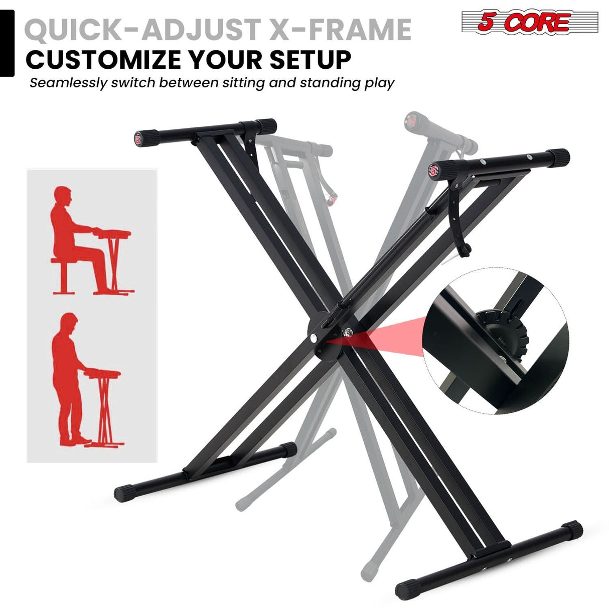 5 Core Keyboard Stand Height Adjustable One Hand Trigger Quick Release Portable Key Board DJ Stands