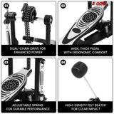 5 Core Bass Drum Pedal Mount Adjustable Felt Beater Head Single Chain Heavyduty Kick Drum Foot Pedal