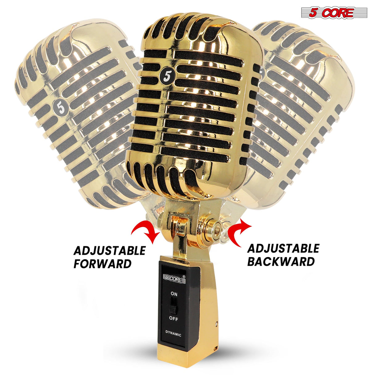 5Core Vintage Microphone Classic Dynamic Professional XLR Studio Retro Style Mic Gold