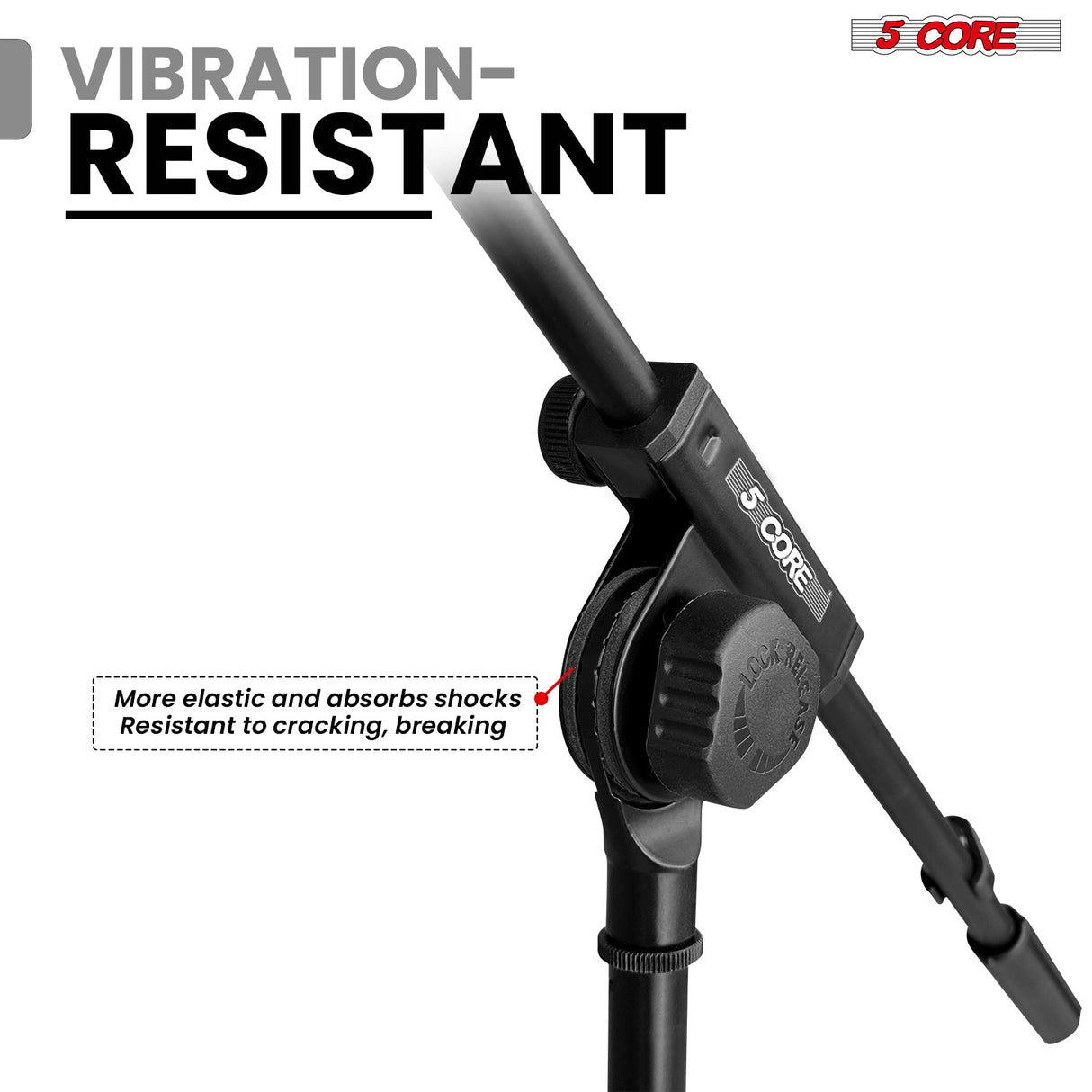 5 Core Microphone Stand Floor Height Adjustable w Extending Telescoping Boom Arm
