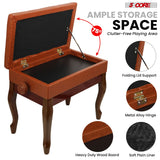 5 Core Piano Bench 3" Padded Cushioned Stool Wooden Heavy Duty Adjustable Musician Chair w Storage