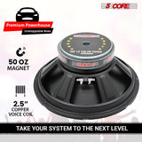 5 Core 12 Inch Woofer Pair 400W Car Subwoofer 4Ohm Replacement Deep Sub w Poly Cone