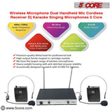 5Core Wireless Microphones w 2 Headset Portable Mini Microfono Inalambricos + Receiver 165ft Range