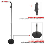 5 Core Microphone Stand Pair Universal Floor Height Adjustable 35 to 57" Round Base Mic Stands Quick Setting Lock-Tight Knob w 5/8 Thread Adapter