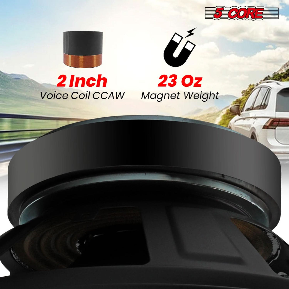 5 Core 10 Inch Subwoofer pair 600W Car Audio Sub Woofer 4 Ohm w Deep Bass Replacement Loud Speaker