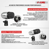 5 Core Conga Mic Snare Tom Set Professional XLR Cardioid Condenser Instrument Microphone Kit