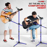 5 Core Mic Stand 2 Pcs Floor Height Adjustable Tripod Microphone Stands w Extending Telescoping Boom Arm
