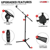 5 Core Microphone Stand Floor Height Adjustable w Extending Telescoping Boom Arm