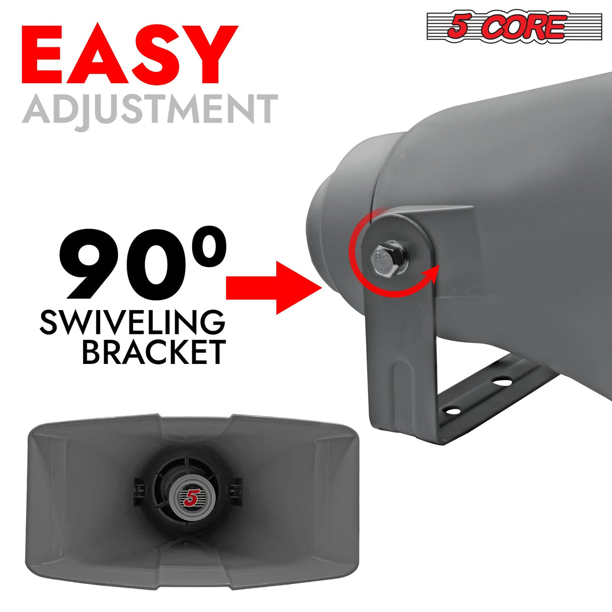 5 Core PA Horn Speaker Outdoor 8x16" Siren Loudspeaker 40W RMS Loud Megaphone Driver Horn