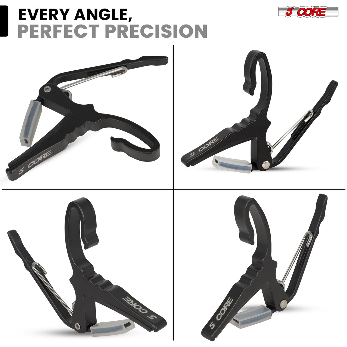5Core Capo Aluminum Universal Guitar String Clip w Metal Spring + 6Pcs Guitar Picks + Carry Bag