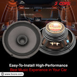 5 Core 8" Subwoofer 1000W Dual Cone Car Audio Sub Woofer 4 Ohm Deep Bass Replacement Loud Speaker