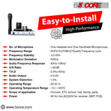 5Core Wireless Microphones w 2 Headset Portable Mini Microfono Inalambricos + Receiver 165ft Range