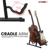 5 Core Double Guitar Stand A Frame Shape w Foam Arms Supports Acoustic Electric Bass Ukulele Banjo