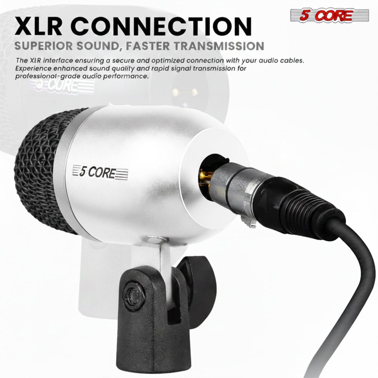 5 Core Conga Mic Snare Tom Set Professional XLR Cardioid Condenser Instrument Microphone Kit