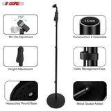 5 Core Microphone Stand Pair Universal Floor Height Adjustable 35 to 57" Round Base Mic Stands Quick Setting Lock-Tight Knob w 5/8 Thread Adapter