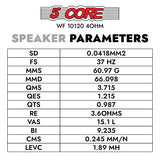 5 Core 10 Inch Subwoofer pair 600W Car Audio Sub Woofer 4 Ohm w Deep Bass Replacement Loud Speaker