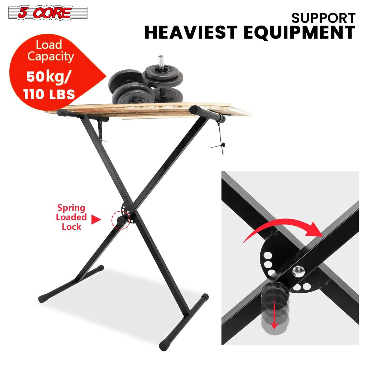 5 Core Keyboard Stand Piano Bench Combo Adjustable Key Board Stands 2" Padded Musician Chair Set