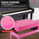 5 Core Duet Piano Bench 3.5 Inch Padded Cushioned Stool Wooden Heavy Duty Musician Chair w Storage