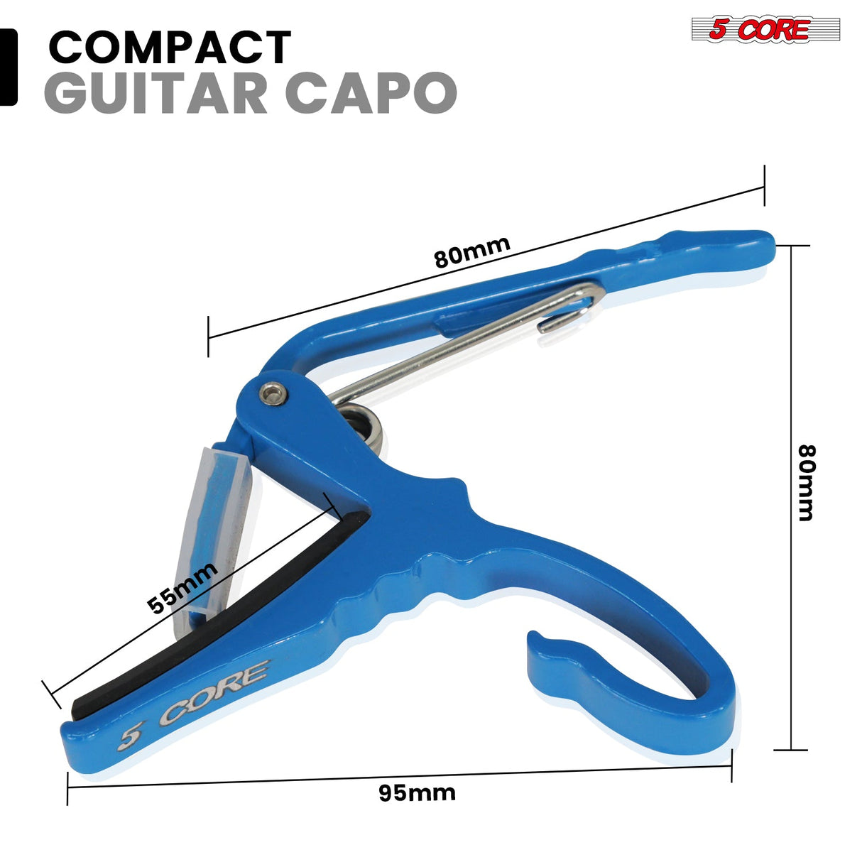 5Core Capo Aluminum Universal Guitar String Clip w Metal Spring + 6Pcs Guitar Picks + Carry Bag