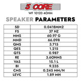 5 Core 10 Inch Subwoofer pair 600W Car Audio Sub Woofer 4 Ohm w Deep Bass Replacement Loud Speaker