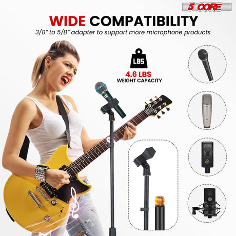 5Core Mic Stand Floor Heavy Duty Height Adjustable Pedestal Para Microfono for Singing On Stage Studio