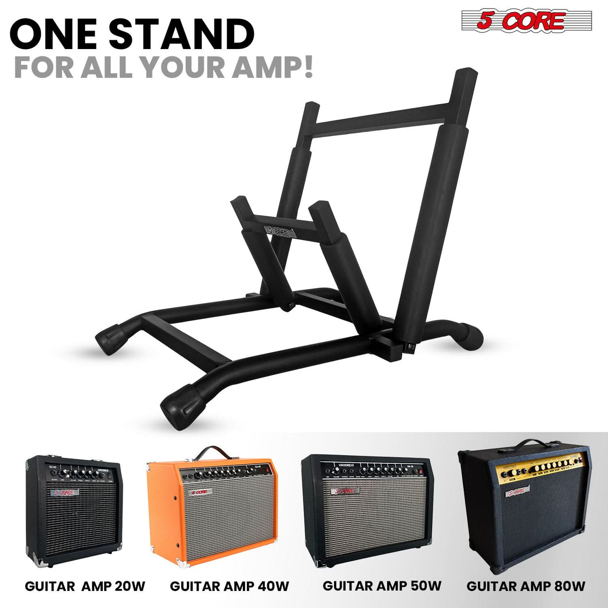 5 Core Guitar Amp Stand Heavy Duty Foam Cover Arm Adjustable Low Profile Collapsible