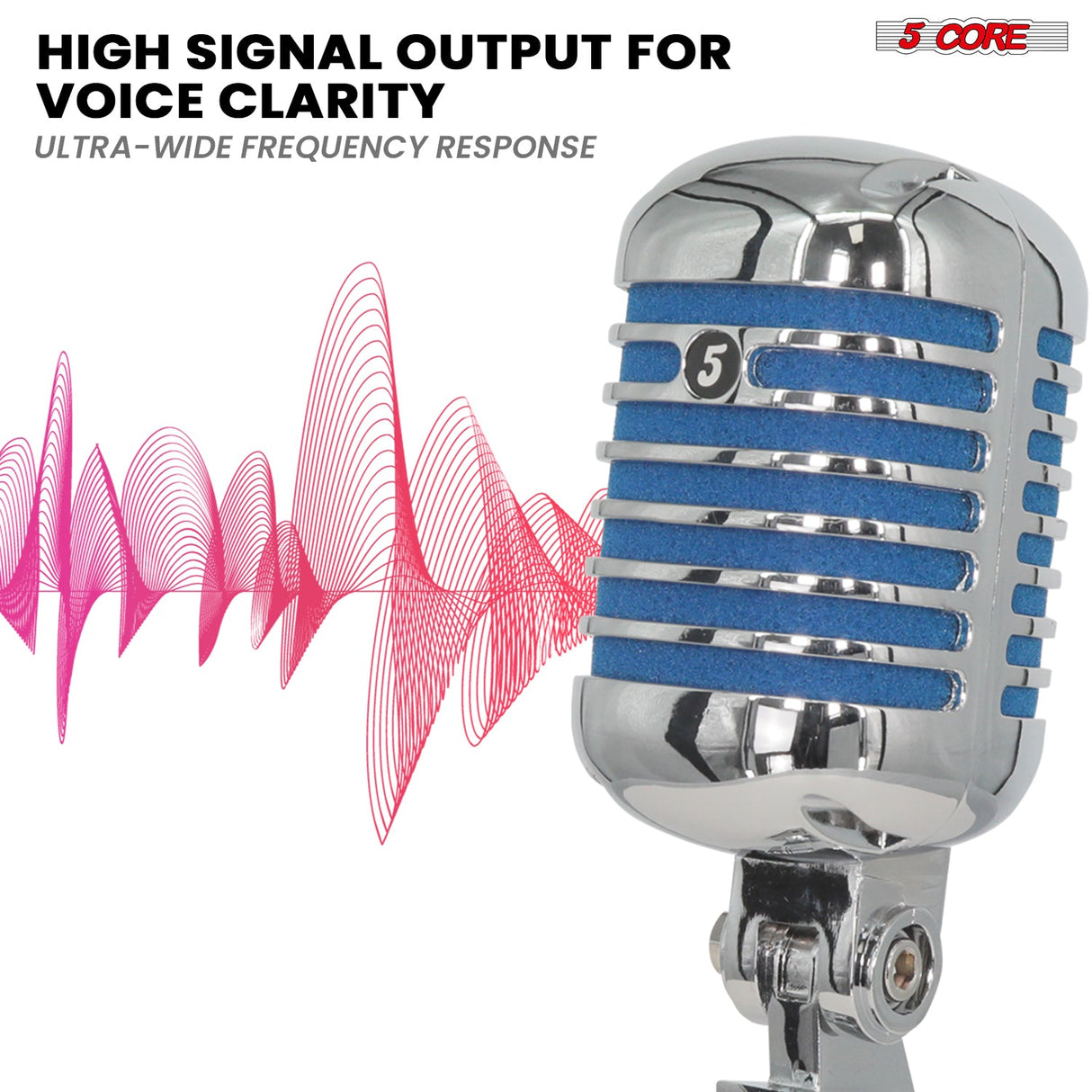 5Core Vintage Microphone Classic Dynamic Professional XLR Studio Retro Style Mic BLUE
