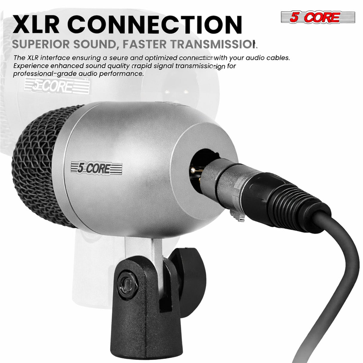5 Core Conga Mic Snare Tom Set Professional XLR Cardioid Condenser Instrument Microphone Kit