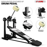 5 Core Bass Drum Pedal Mount Adjustable Felt Beater Head Single Chain Heavyduty Kick Drum Foot Pedal