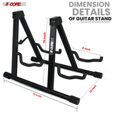 5 Core Double Guitar Stand A Frame Shape w Foam Arms Supports Acoustic Electric Bass Ukulele Banjo