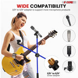 5 Core Mic Stand 2 Pcs Floor Height Adjustable Tripod Microphone Stands w Extending Telescoping Boom Arm