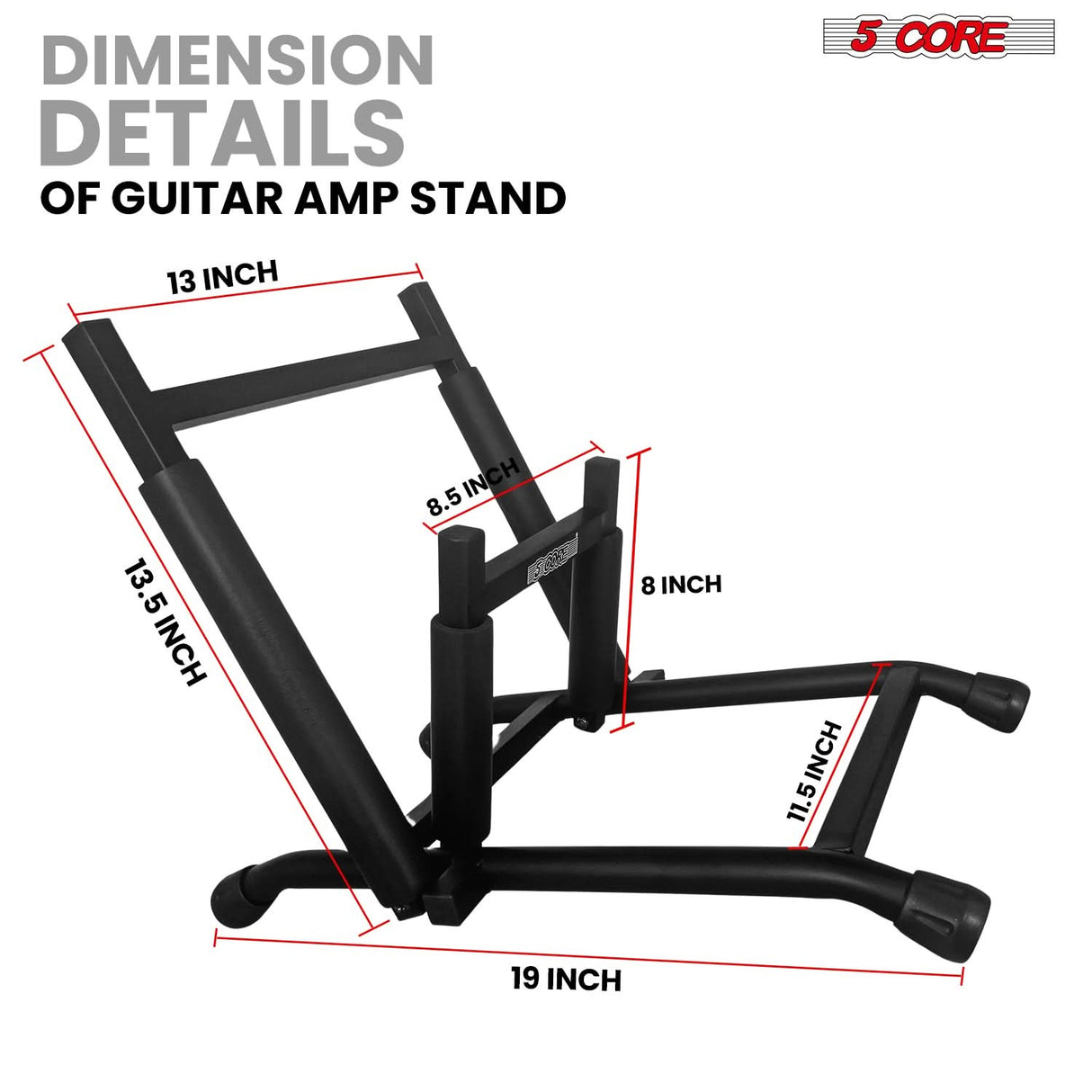 5 Core Guitar Amp Stand Heavy Duty Foam Cover Arm Adjustable Low Profile Collapsible