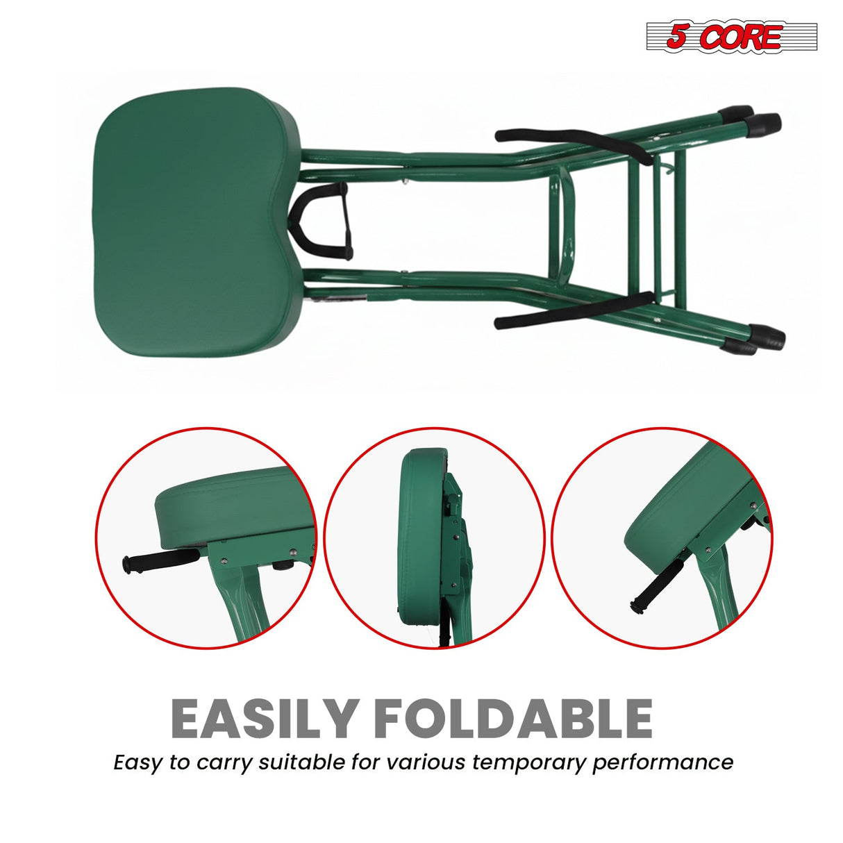 5Core Guitar Stool 3.15" Padded Chair Foldable Heavy Duty Music Seat Built in Foot Rest Guitar Stand