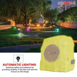 5 Core Rock Speaker Outdoor Waterproof Bluetooth Garden Speakers Solar & USB Charging RGB Colors for Patio Pool & Home
