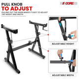 5Core Keyboard Stand Adjustable z Style Piano Riser BLACK + Keyboard Piano Bench BLACK