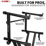 5Core 2 Tier Keyboard Stand Double X Style Adjustable Electric Piano Riser Holder