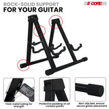 5 Core Double Guitar Stand A Frame Shape w Foam Arms Supports Acoustic Electric Bass Ukulele Banjo