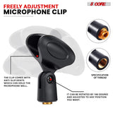 5 Core Microphone Stand Pair Universal Floor Height Adjustable 35 to 57" Round Base Mic Stands Quick Setting Lock-Tight Knob w 5/8 Thread Adapter