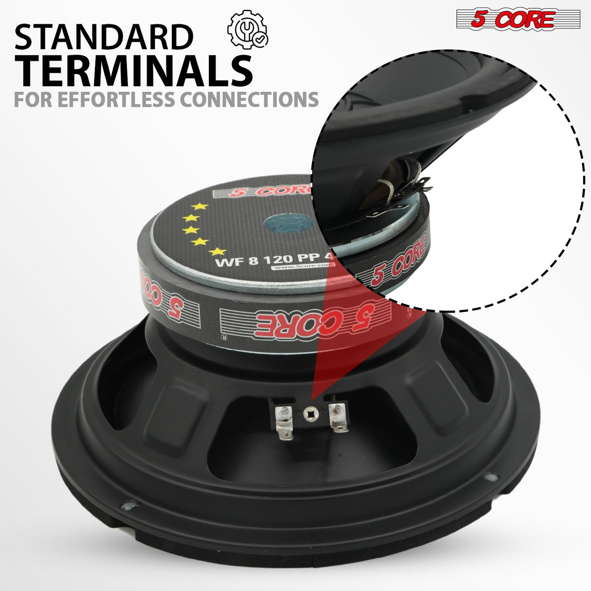 5 Core 8 Inch Subwoofer Pair 200W Car Audio Woofer 4 Ohm Replacement Deep Bass Loud Speaker