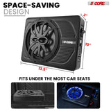 5Core 10 inch Slim Under Seat Car Audio Subwoofer 800W Built in Amplifier Sub Woofer LED Light