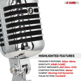 5Core Vintage Microphone Classic Dynamic Professional XLR Studio Retro Style Mic BLACK