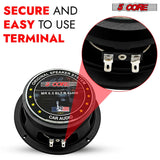 5 Core 6.5" Subwoofer Speaker Pair 360W Mid Range Car Audio Sub Woofer 4Ohm Bass Replacement Driver