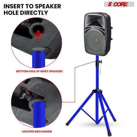 5 Core Speaker Stands Pair Adjustable 54 Inch Tripod 132 lbs Capacity 35mm Mount for DJ PA Use
