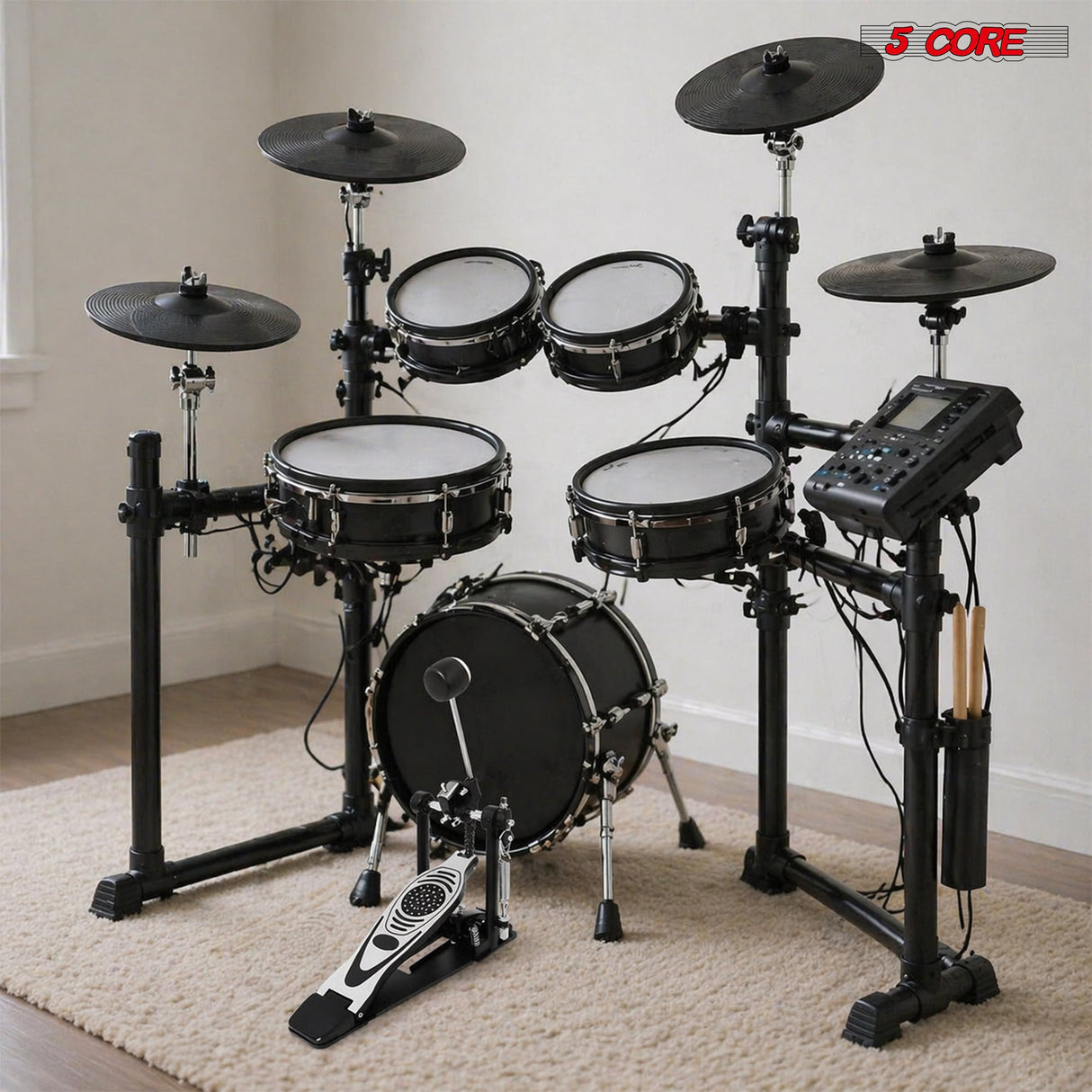 5 Core Bass Drum Pedal Mount Adjustable Felt Beater Head Single Chain Heavyduty Kick Drum Foot Pedal