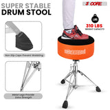 5 Core Drum Throne 5" Padded Drummer Seat Adjustable Drumming Chair w Luxury Velvet Top