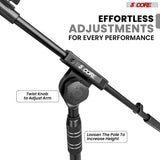 5 Core Microphone Stand Floor Height Adjustable w Extending Telescoping Boom Arm