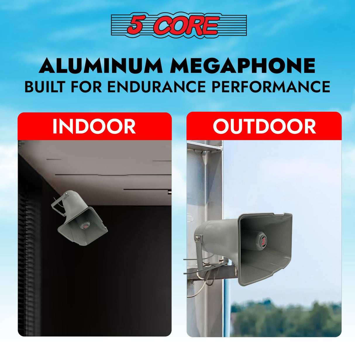 5 Core PA Horn Speaker Outdoor Siren Loudspeaker 35W RMS Loud Megaphone Driver Horn